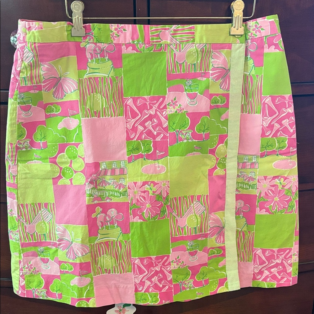 Lilly Pulitzer Pink Green Golf Print Skort